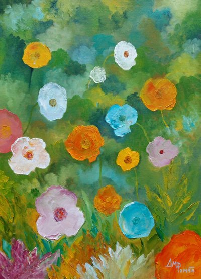 Vibrant Flower Field by Angeles M. Pomata