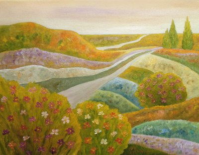 Vibrant Hillside Path by Angeles M. Pomata