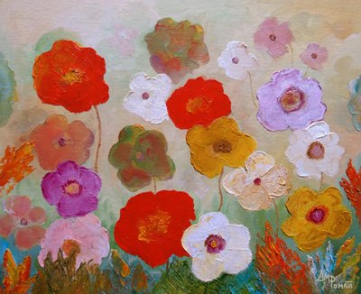 Vibrant Painted Flowers by Angeles M. Pomata