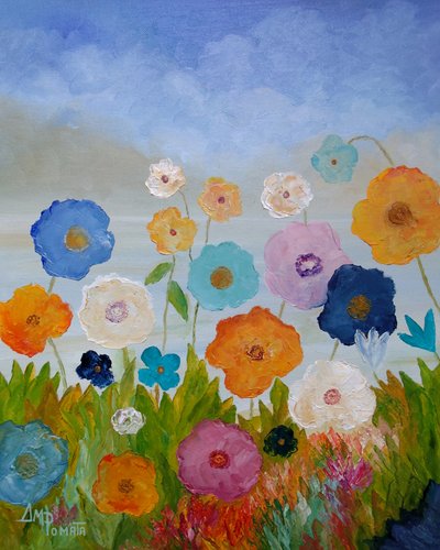 Vibrant Painted Flowers by Angeles M. Pomata
