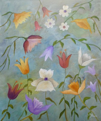 Whimsical Garden Flowers by Angeles M. Pomata