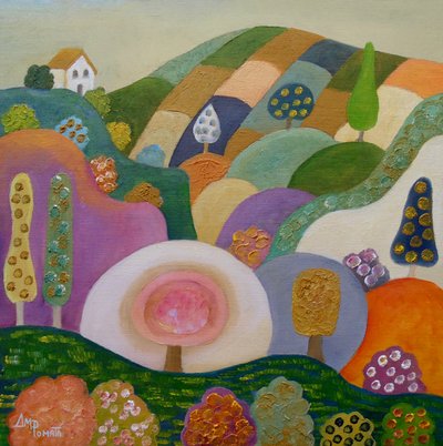 Whimsical Hillside Village by Angeles M. Pomata