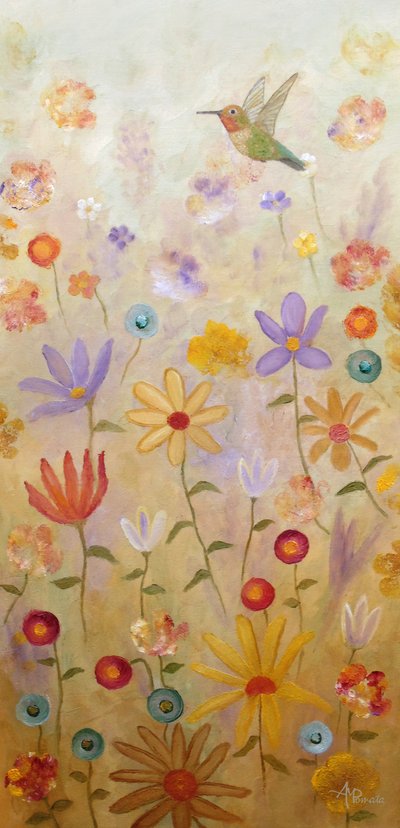 Whimsical Hummingbird Garden by Angeles M. Pomata