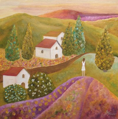 Woman in Lavender Fields by Angeles M. Pomata