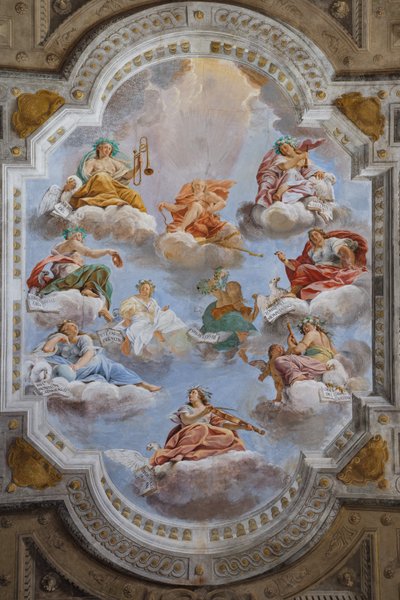 Ceiling of the hall with the Bologna Quarters, Hall of the Guards, Este Ducal Palace, Sassuolo, Italy by Angelo Michele Colonna
