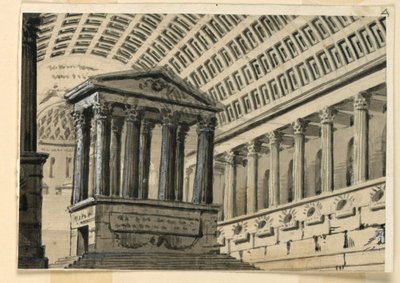 Stage Design, Interior of a Sepulchral Hall by Angelo Toselli