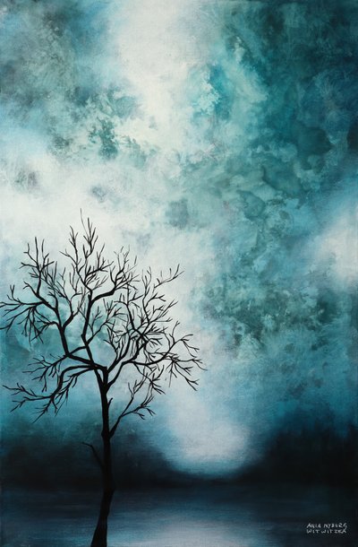 Misty Teal Tree by Ania Witwitzka
