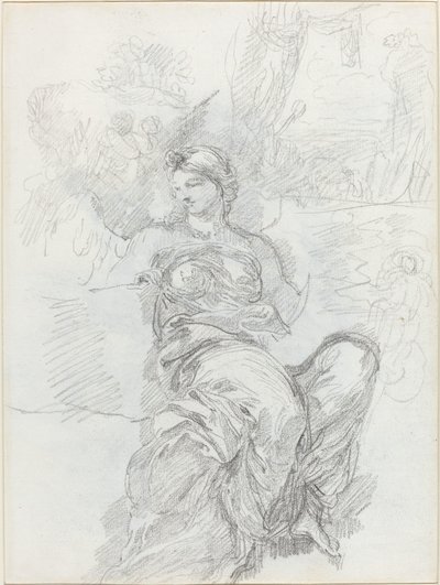 Seated Angel in a Landscape by Anicet Charles Gabriel Lemonnier