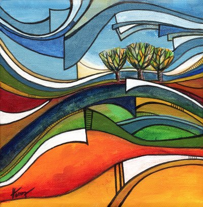 Abstract Hills And Trees by Aniko Hencz