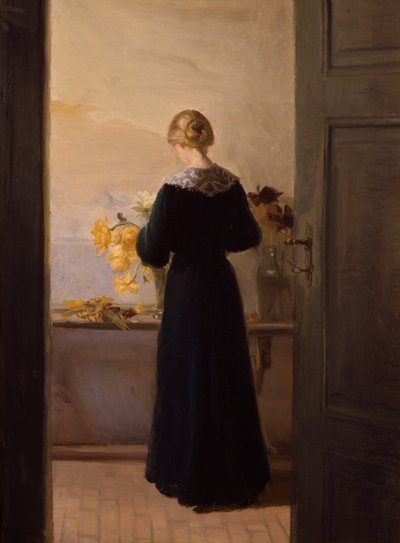 Girl Arranging Flowers by Anna Kirstine Ancher