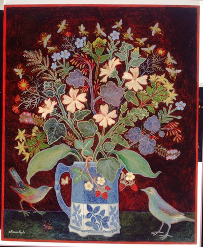 Blue Jug and Birds by Anna Pugh
