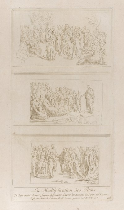 Three Separate Studies for the Miracles of the Loaves, Showing Christ Standing, ca. 1729-40 by Anne Claude Philippe de Caylus