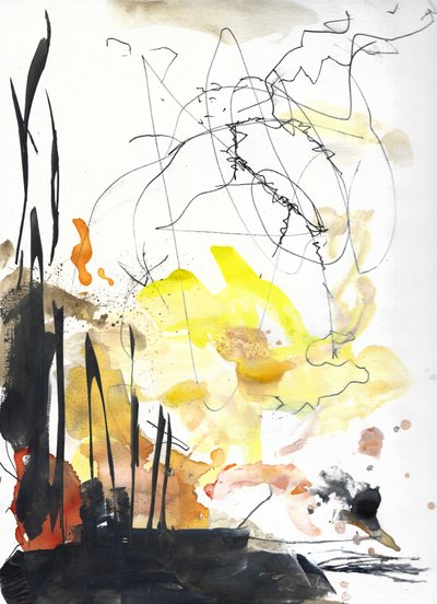 Abstract Golden Reeds by Annick