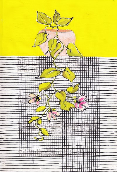 Flowering Vine Geometric Grid by Annick