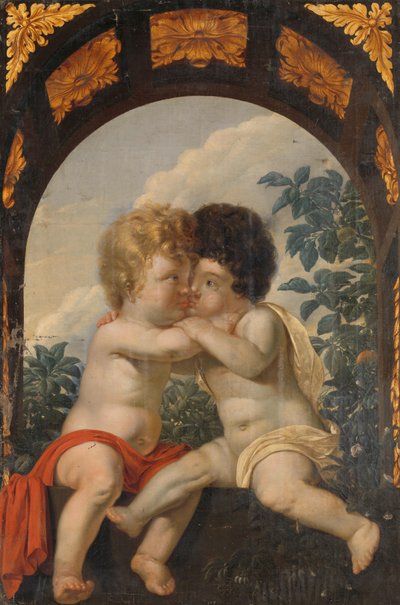 Christian Allegory with Two Children Hugging Each Other by Anonymous