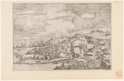 Hill Landscape by a River by Anonymous