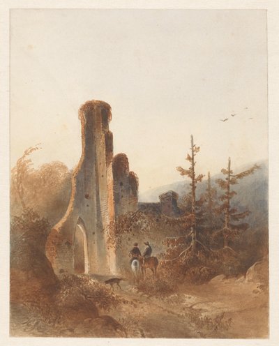 Landscape with Two Riders by a Ruin by Anonymous