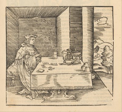 Man with Cards and Dice at a Table by Anonymous