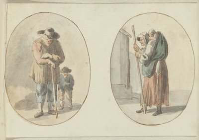 Man with Child and Woman with Child on Back by Anonymous