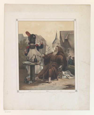 Monk and Officer at a Table with Attributes by Anonymous