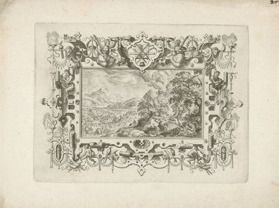Ornamental Frame with Figures, Landscape with Venus and Adonis by Anonymous