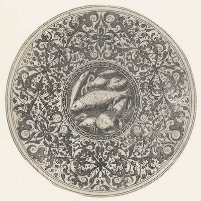 Plate with Sea Creatures and Moresques by Anonymous