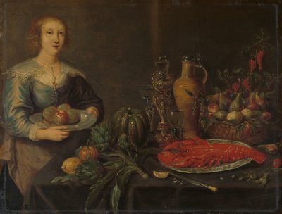 Servant by a Larder Table by Anonymous