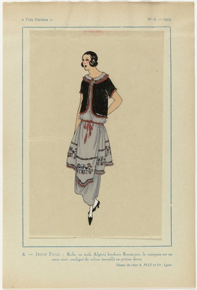 Très Parisien, 1923, No 6: 8. Young Girl. - Dress in Algerian Veil... by Anonymous