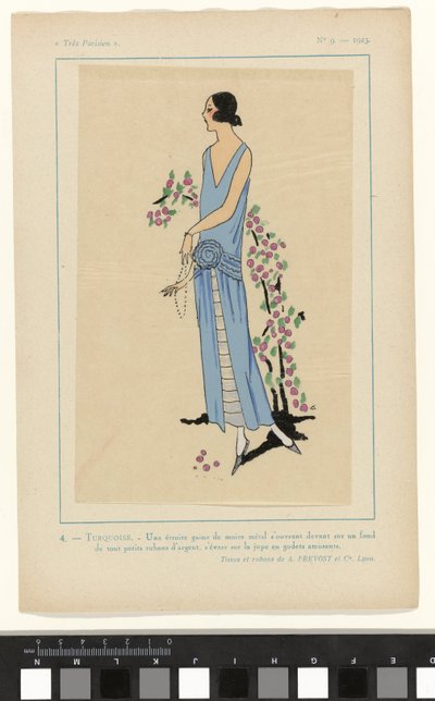 Très Parisien, 1923, No 9: 4. - TURQUOISE. - A Narrow Moire Sheath... by Anonymous