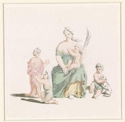 Woman with Child on Lap and Palm Branch in Hand by Anonymous