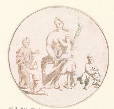 Woman with Child on Lap and Palm Branch in Hand by Anonymous