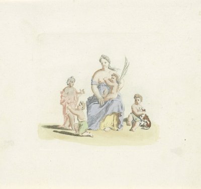 Woman with Child on Lap and Palm Branch in Hand by Anonymous