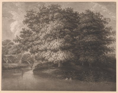 Watermill by a Large Oak by Anonymous