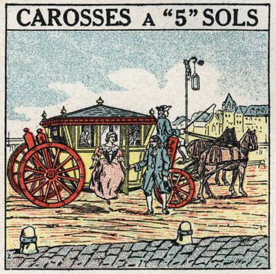 Animal Traction: A Carriage with 5 Floors, a Mode of Transport Reserved to the Bourgeois Under Louis XIV in France. Anonymous illustration from 1925. Private Collection by Anonymous Anonymous