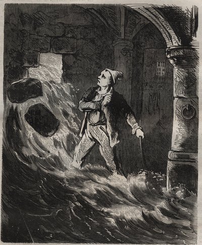 Attempted escape from the Toulon Bagne in the 19th century. Engraving in 