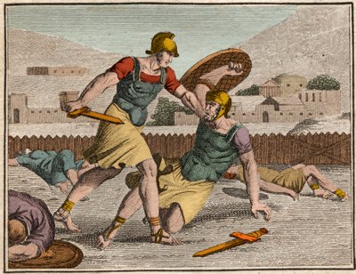 Battle of Horaces and Curiaces - Battle Between Horatii and Curiatii - Engraving from 