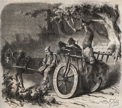 Bold escape of a force from the Toulon Bagne in the 19th century. Engraving in 