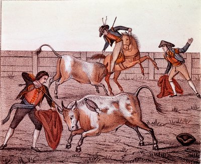 Bulls Hunting Scene by Anonymous Anonymous