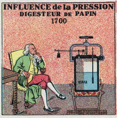 Changes in states: influence of pressure. The variation in the boiling point is evident for pressures greater than the atmosphere by means of the pot of Denis Papin called 