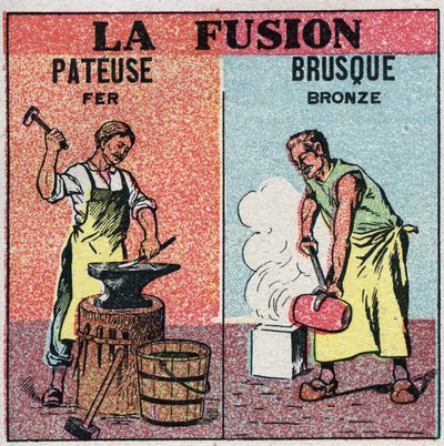 Changes in States: Shading Melting of Iron and Abrupt Melting of Bronze. Anonymous illustration from 1925. Private Collection by Anonymous Anonymous