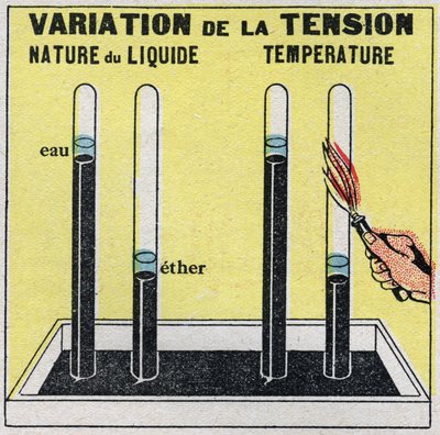 Changes in States: Vapours. Variation of Voltage Depending on the Nature of the Liquid or Temperature. Anonymous illustration from 1925. Private Collection by Anonymous Anonymous