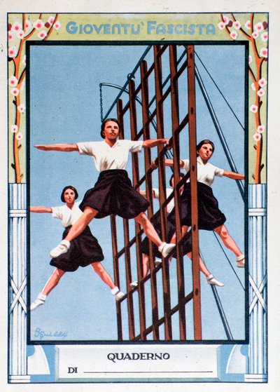 Cover student notebook with young fascist girls during sport training by Anonymous Anonymous