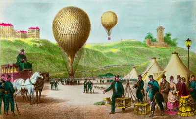 Departing a balloon post and passenger pigeons at the Paris siege in 1870 - private collection by Anonymous Anonymous