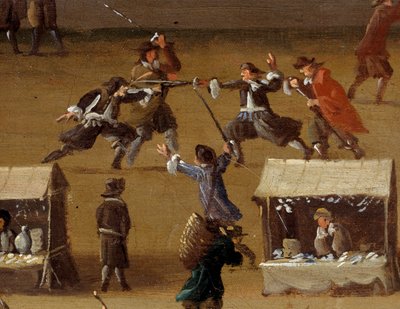 Duel Scene at the Pont Neuf in Paris in the 17th Century (Detail) by Anonymous Anonymous