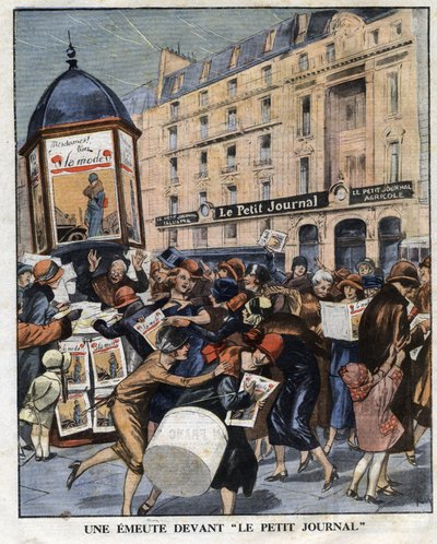 Riot of women at the kiosk release of the new format of the magazine La mode in Paris. Illustration taken from Le petit journal from 01/11/1925 Private collection by Anonymous Anonymous