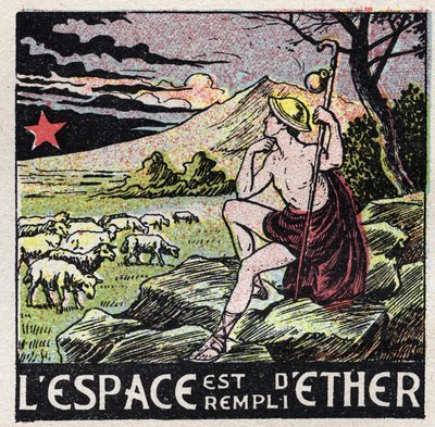 Ether (material): the space is filled with ether. A shepherd from Antiquity contemplating the sky. Anonymous illustration from 1925. Private collection. by Anonymous Anonymous