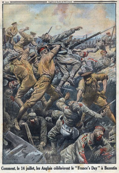 First World War 1914-1918. Battle of Crete Bazentin on 13 and 14 July 1916 where the English opposed the German army in Le Petit Journal, on 6/08/1916 by Anonymous Anonymous
