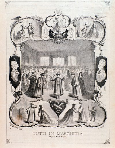 Frontispiece from Musical Score of Tutti in Maschera, Opera by Carlo Pedrotti by Anonymous Anonymous