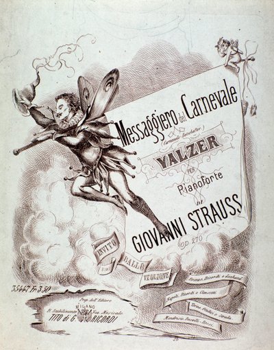Frontispiece of musical score of Carnevals-Botschafter (op 270) by Johann Strauss by Anonymous Anonymous