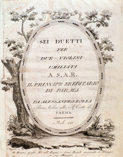 Frontispiece of Musical Score of Six Duets for Two Violins by Rolla by Anonymous Anonymous